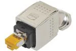 Đầu nối dạng mô-đun / Đầu nối Ethernet Han PushPull RJ45 Cat6 Cable Side Connector, metal, IDC, (angled bottom entry) - for cable 6.5-9.5mm