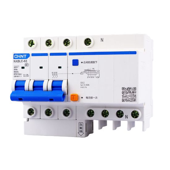 RCBO Chint NXBLE-63 63A 3P+N 30mA 6kA