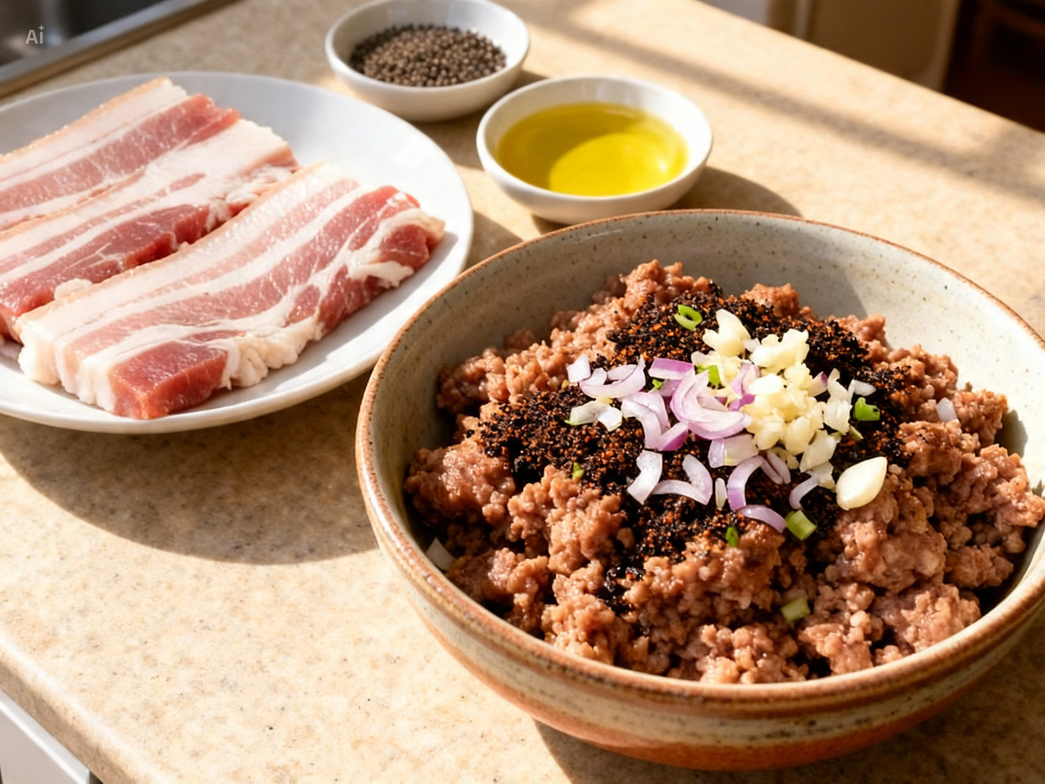 Bước 1 ướp thịt bún chả Hà Nội