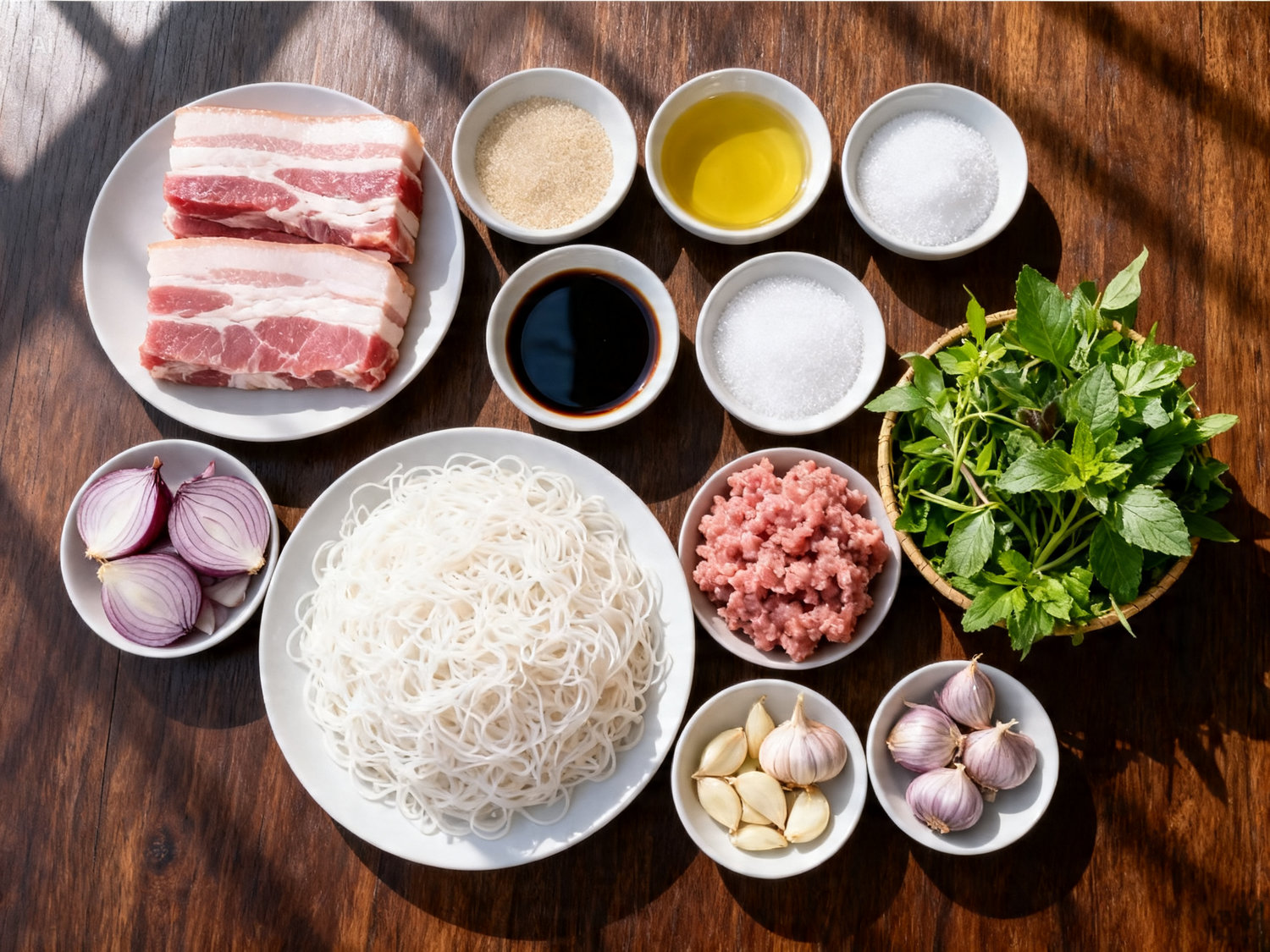 Nguyên liệu làm bún chả Hà Nội