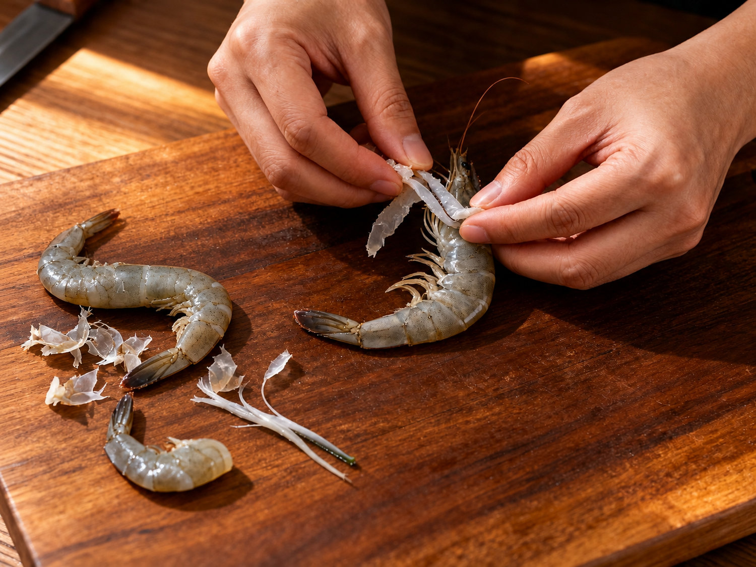 Bước 1 sơ chế tôm canh bí đao nấu tôm