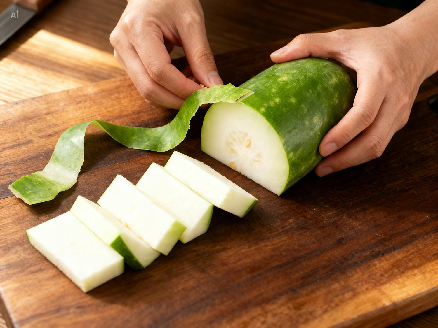 Bước 2 sơ chế bí đao canh bí đao nấu tôm