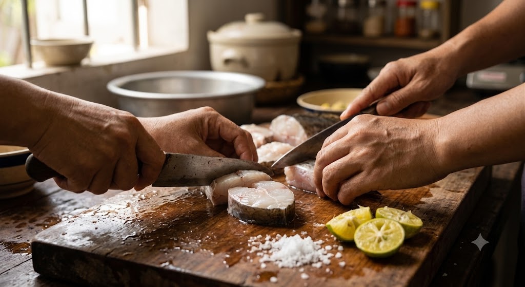 Bước 1 sơ chế cá lóc canh chua cá lóc