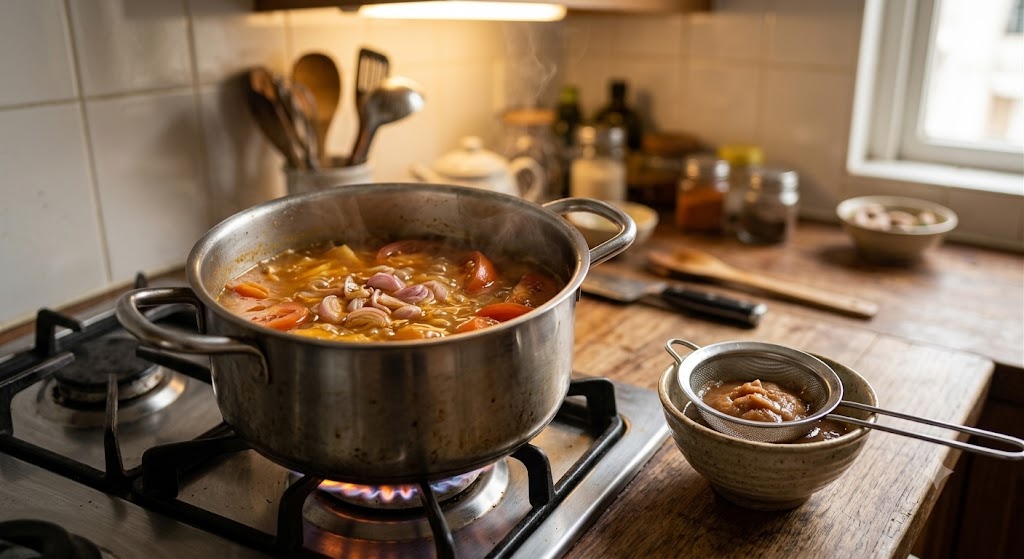 Bước 3 nấu nước dùng me canh chua cá lóc