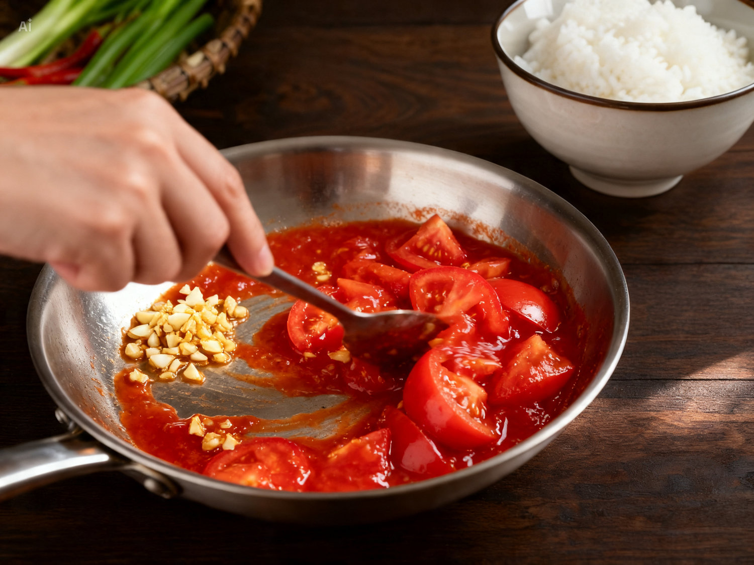 Bước 3 làm sốt cà chua đậu hũ sốt cà chua