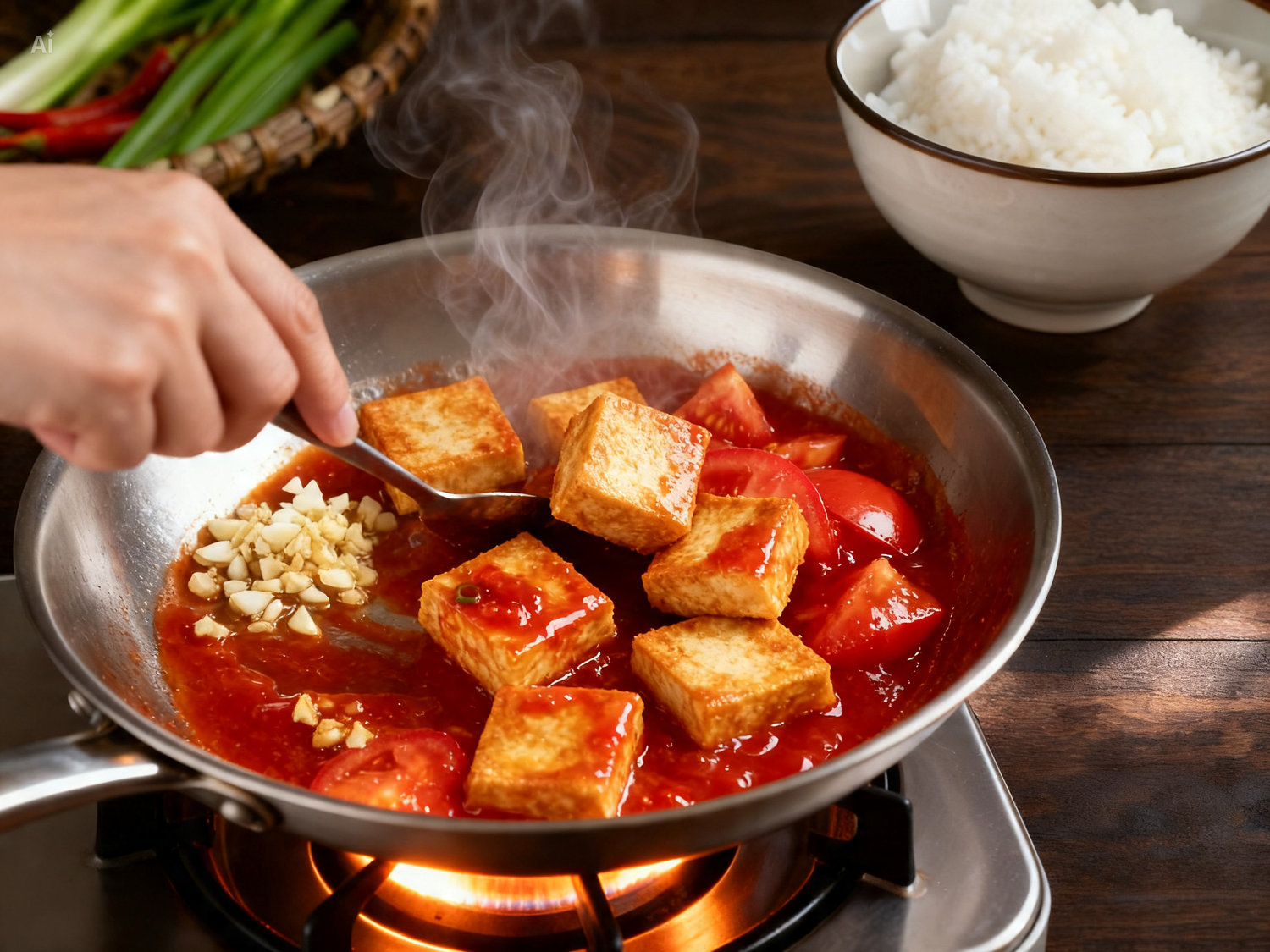 Bước 4 sốt đậu hũ với cà chua đậu hũ sốt cà chua