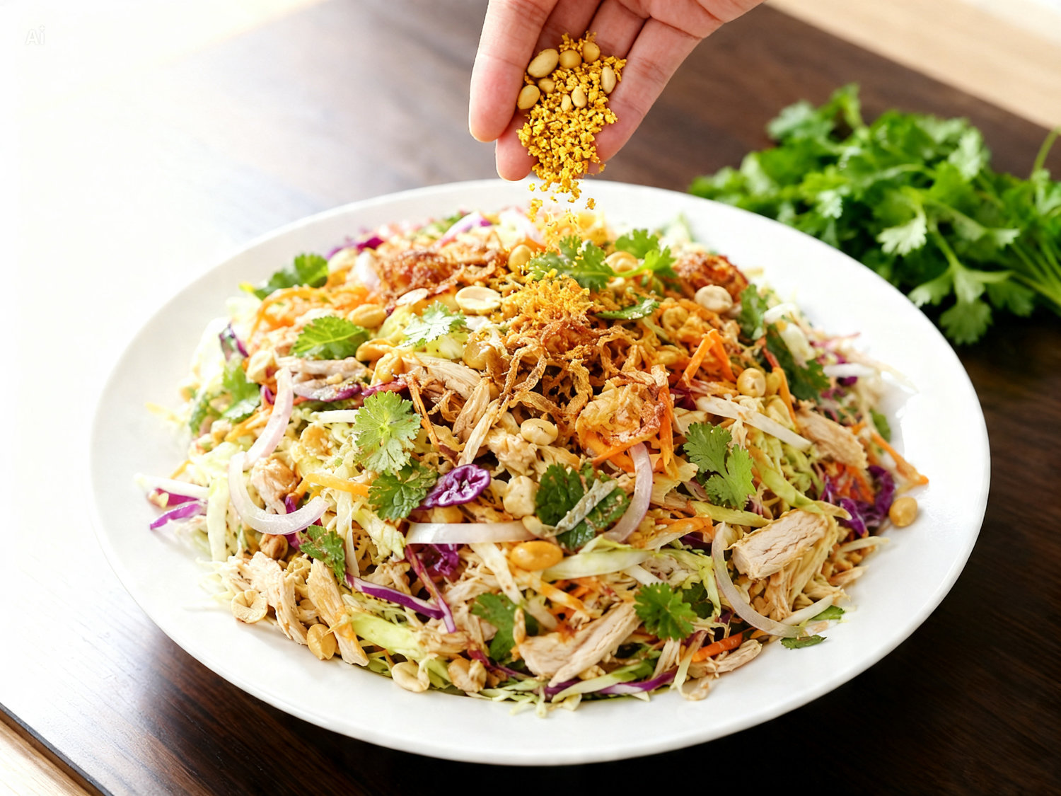 Gỏi gà bắp cải thành phẩm đẹp mắt