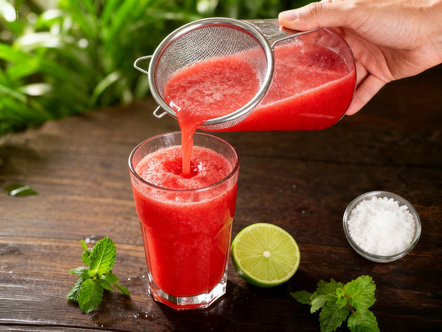 Bước 4 lọc và điều vị nước ép dưa hấu