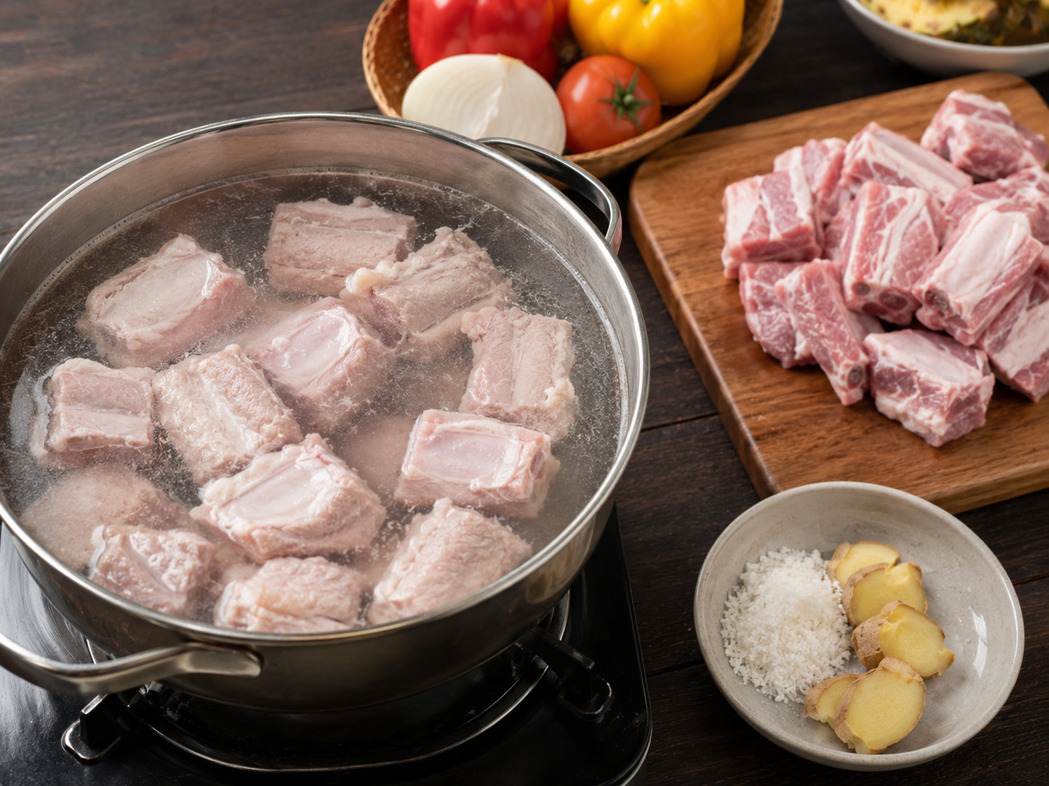 Bước 1 sơ chế và chần sườn sườn xào chua ngọt