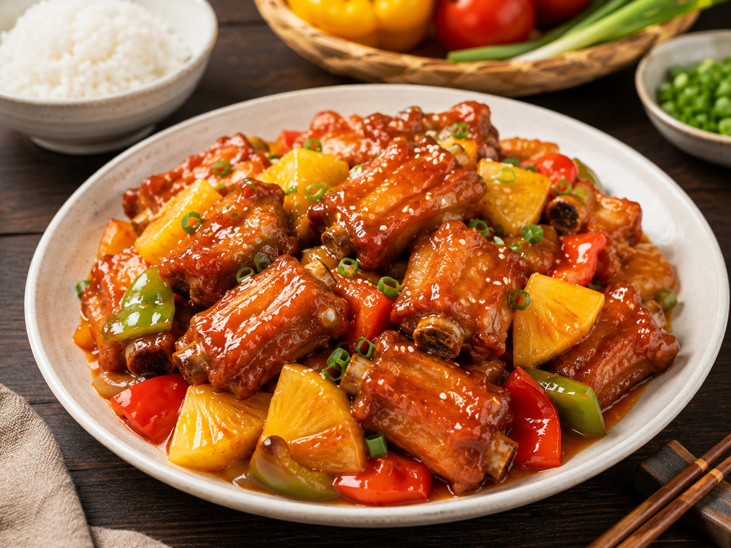 Sườn xào chua ngọt thành phẩm đẹp mắt